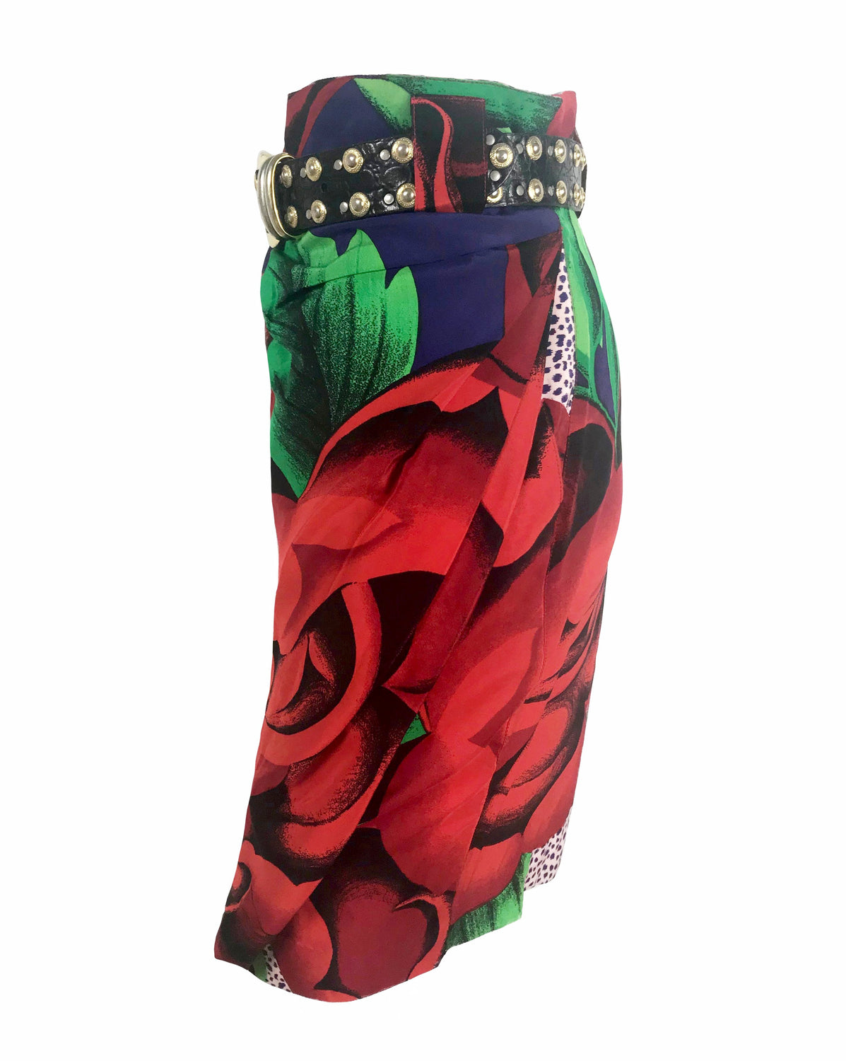 FRUIT Vintage Gianni Versace floral skorts feature a draped skirt front and classic short design at rear.