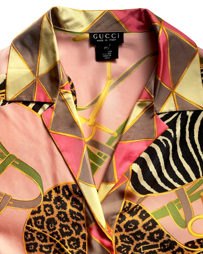 Fruit Vintage Gucci rare 1980s silk animal logo print shirt blouse