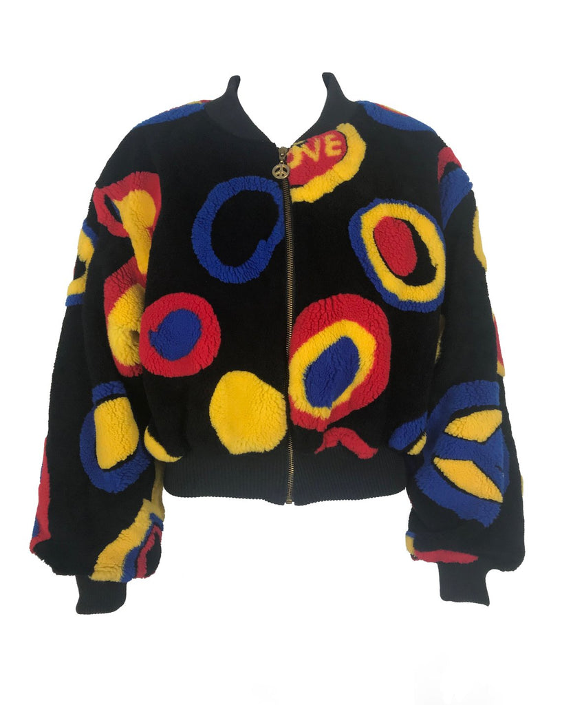 Moschino Peace and Love Faux Fur Bomber Jacket
