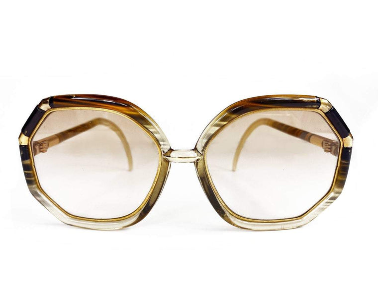 Ted Lapidus 1970s Brown Octagonal Sunglasses