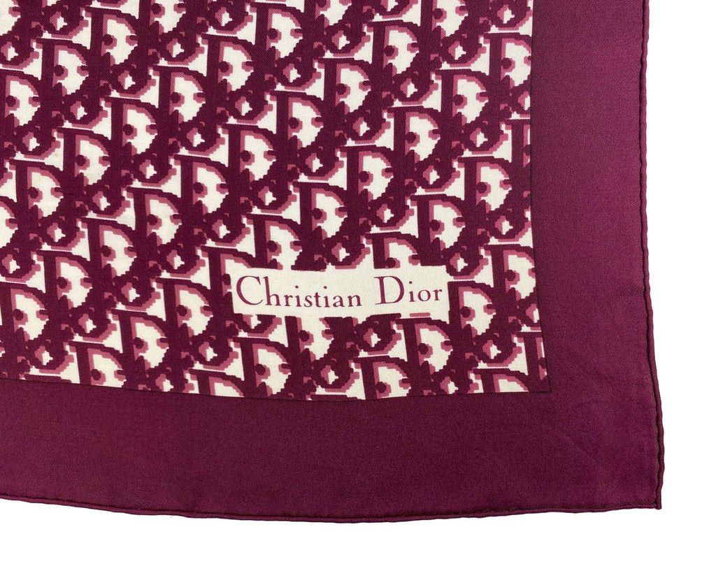 Christian Dior Burgundy Monogram Silk Scarf