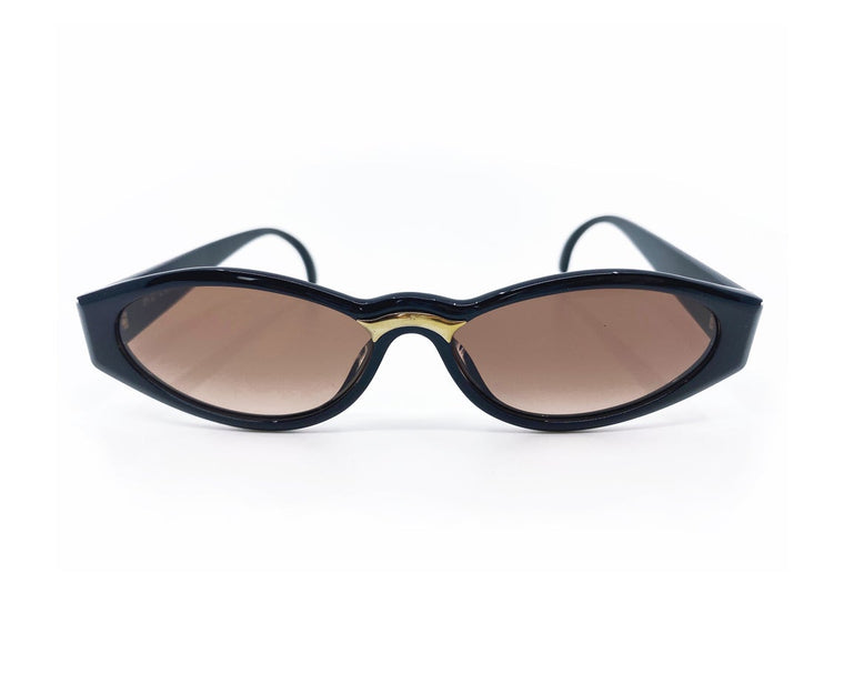 Christian Dior 1990s Black Oval Sunglasses