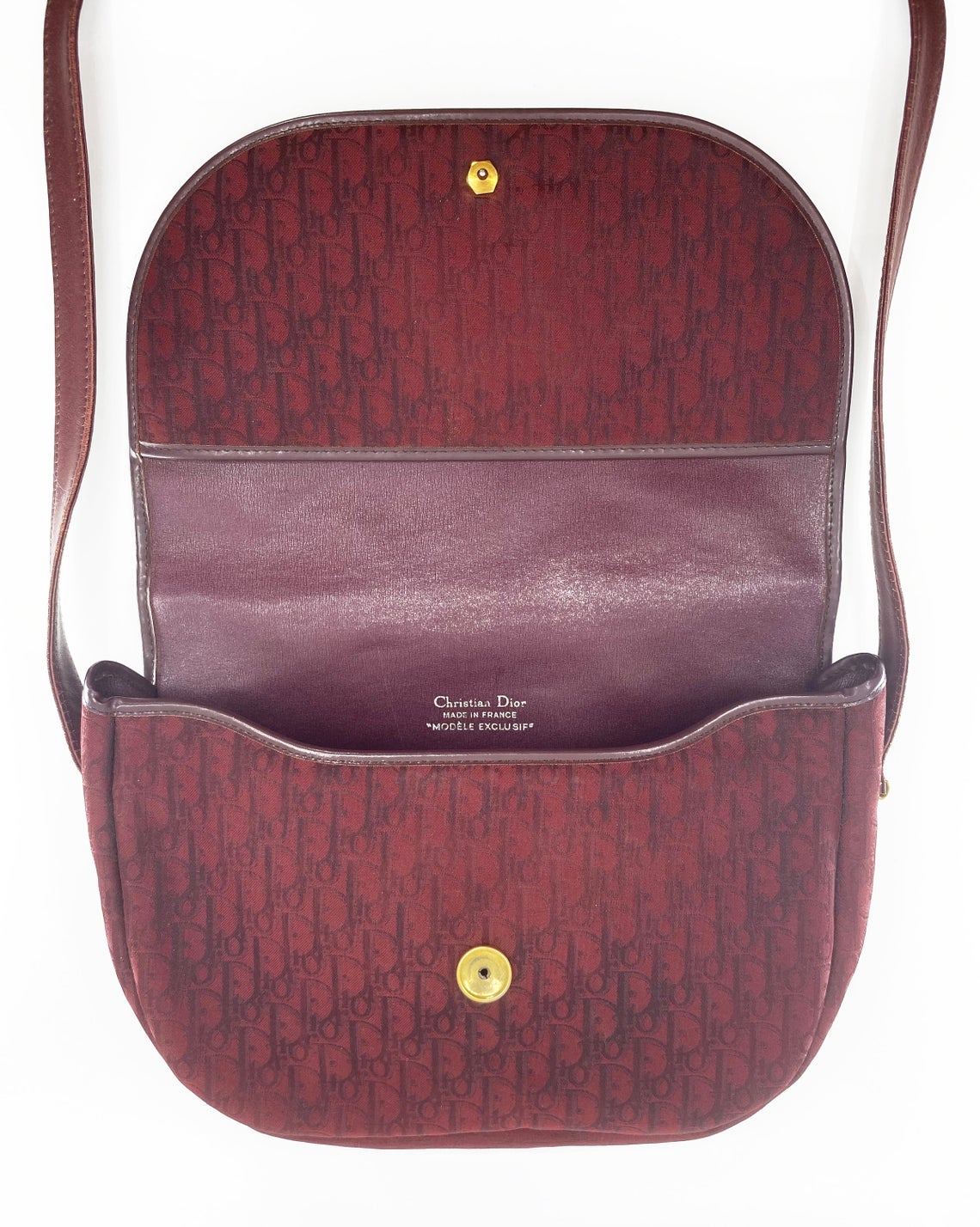 FRUIT Vintage Christian Dior 1980s maroon monogram logo shoulder bag handbag. 