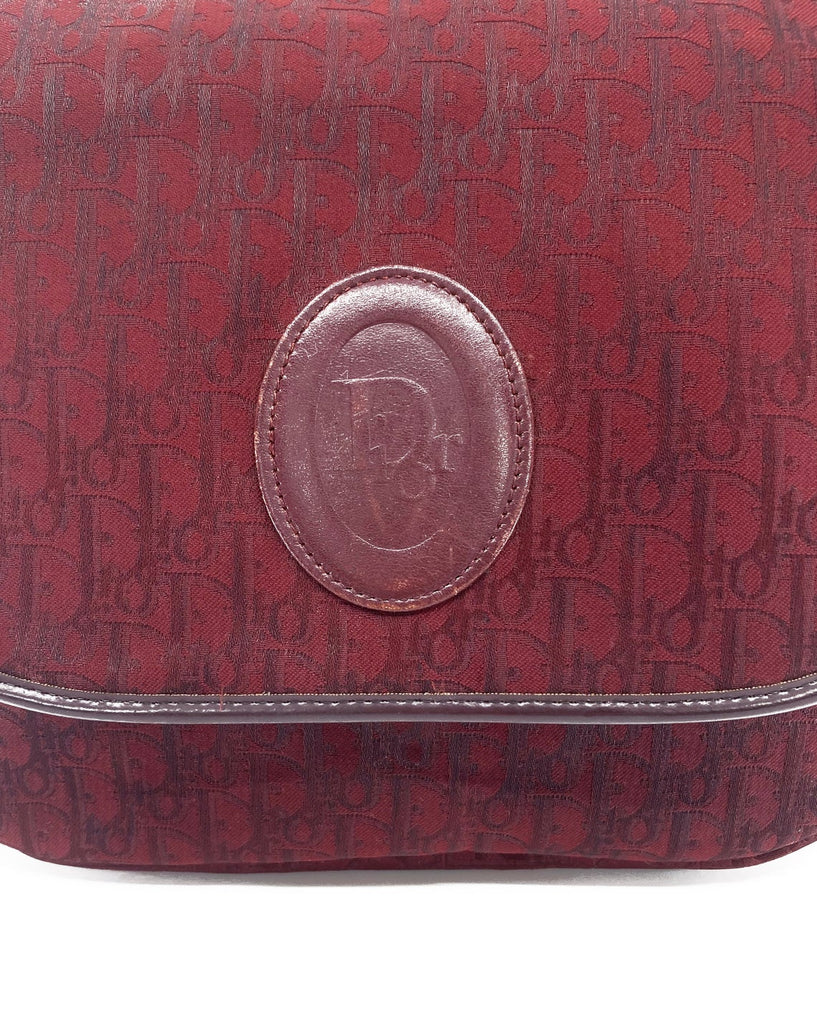 FRUIT Vintage Christian Dior 1980s maroon monogram logo shoulder bag handbag. 