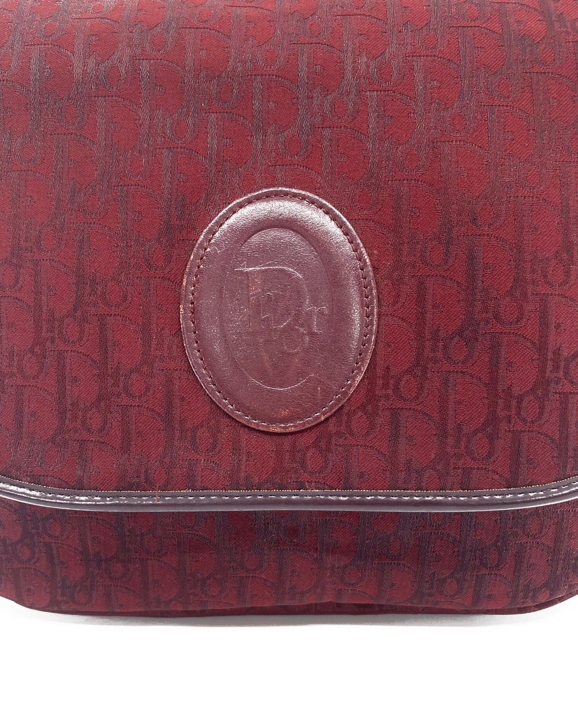 FRUIT Vintage Christian Dior 1980s maroon monogram logo shoulder bag handbag. 