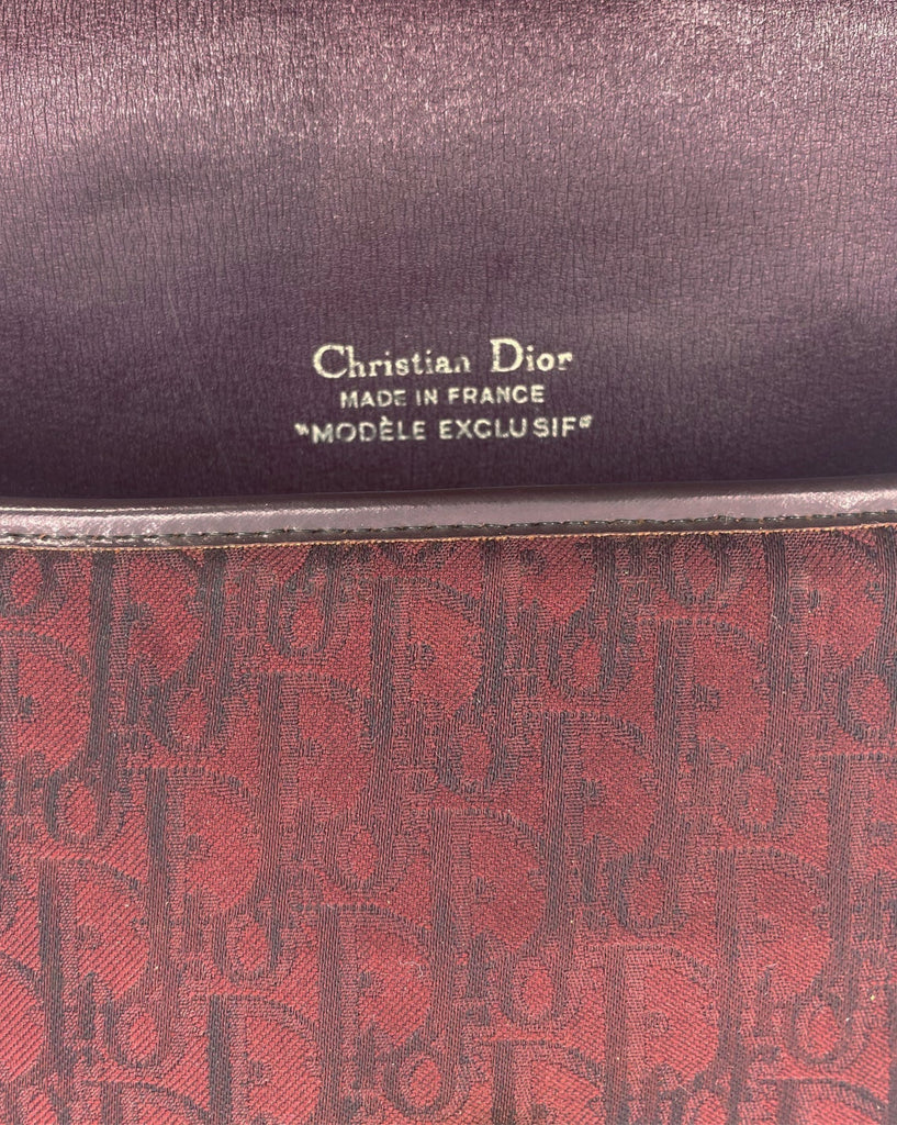 FRUIT Vintage Christian Dior 1980s maroon monogram logo shoulder bag handbag. 