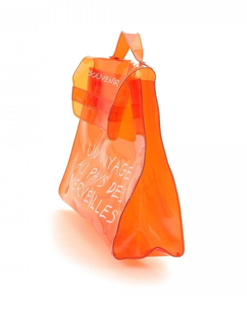 Fruit Vintage Souvenir Hermes Clear orange Kelly bag dating to 1998. Originally sold by Hermes as a very limited edition souvenir piece to celebrate the opening of a special Hermes boutique in Japan in 1998, these are highly collectable as seen on Ariana Grande and Kim Kardashian.