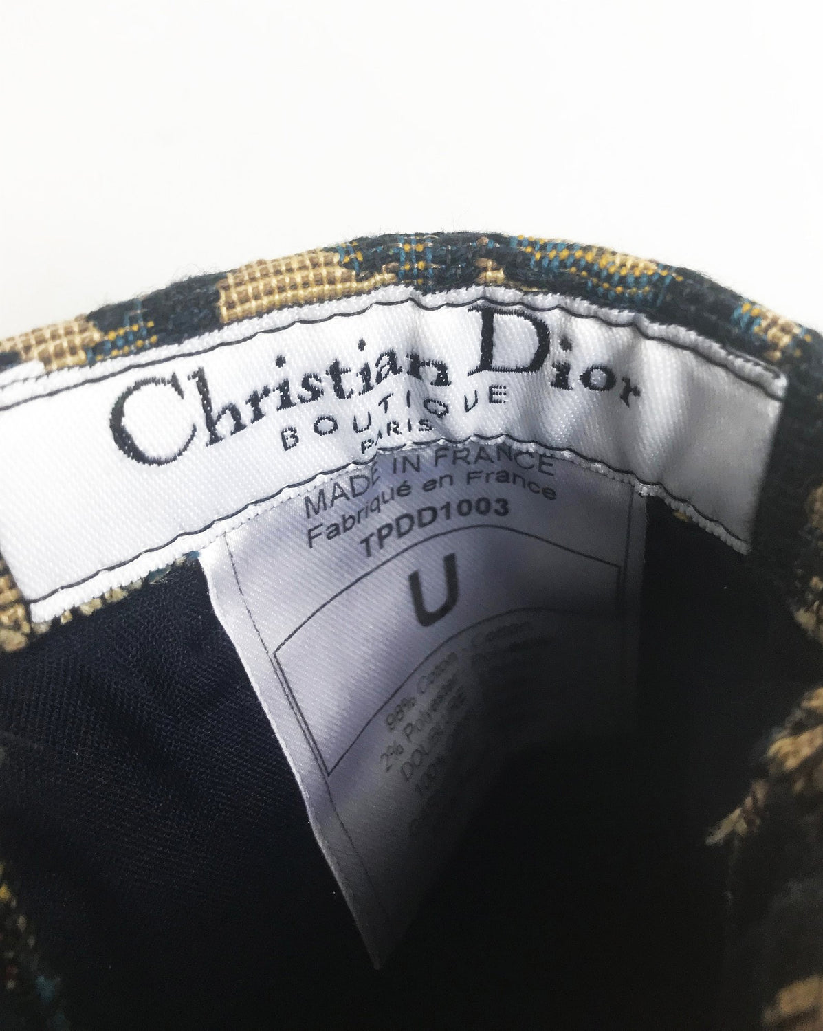 FRUIT vintage Christian Dior navy monogram logo eye mask and case set in mint/unused condition, dating to the 1980s. Features the classic Christian Dior trotter/oblique print all over and satin trim.