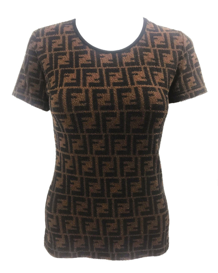 FENDI Zucca Logo Print Terry Towelling Tee