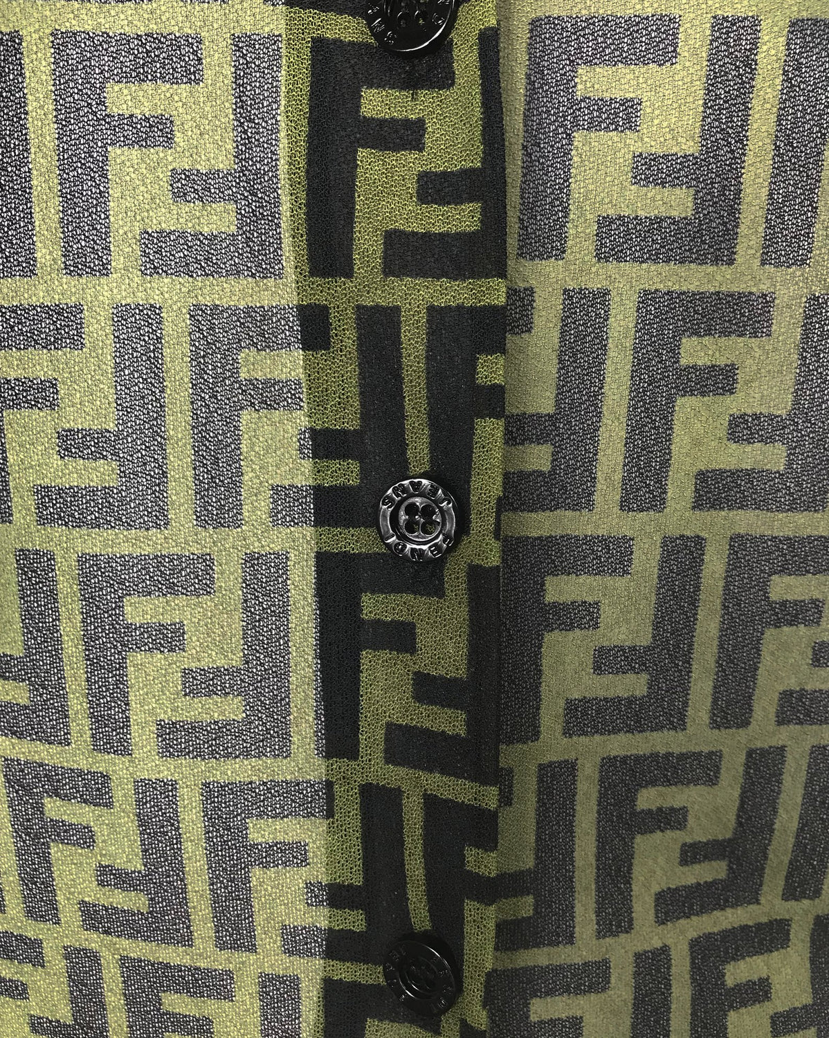 FRUIT vintage Fendi Zucca print monogram logo print mesh button up shirt from the 1990s.