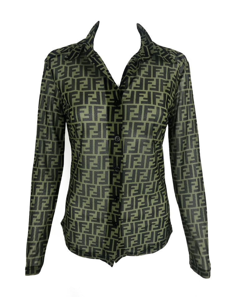 Fendi Zucca 1990s Mesh Monogram Shirt