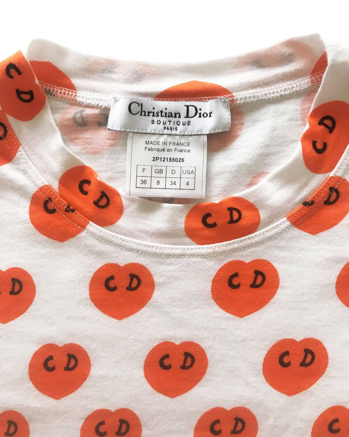 Fruit Vintage Christian Dior CD heart print Logo t-shirt by John Galliano. Features a classic t-shirt cut and graphic pattern logo monogram print.