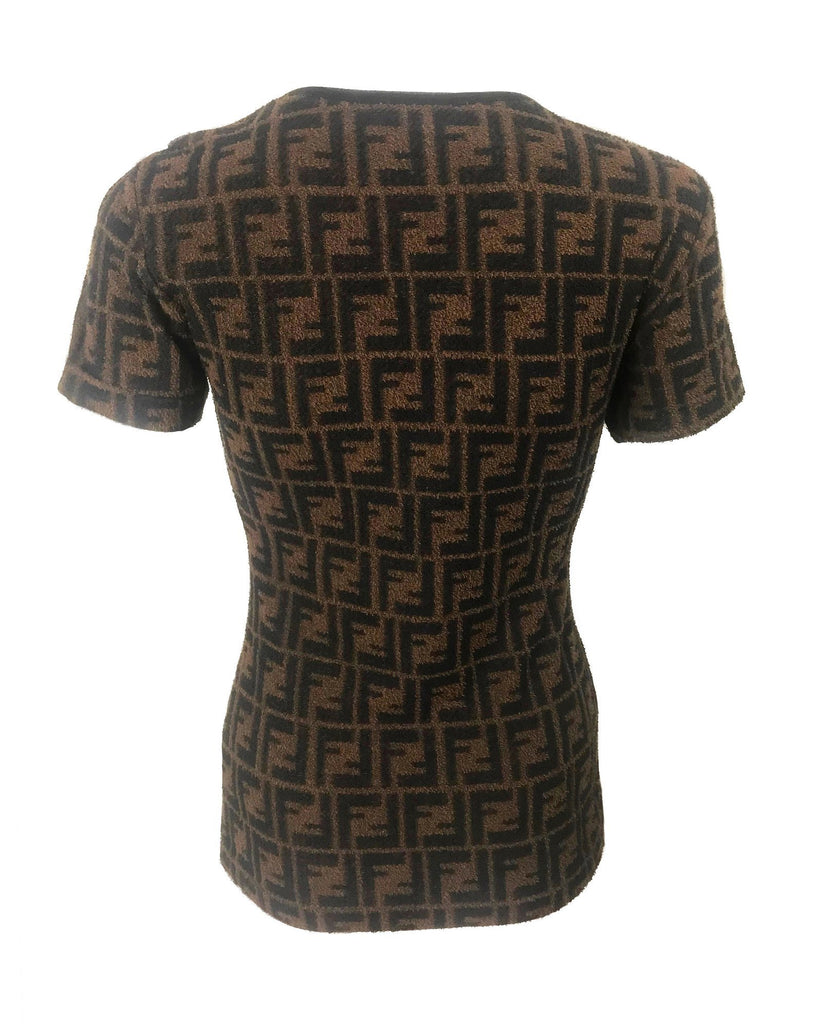 FRUIT Vintage  Fendi Zucca print logo monogram t-shirt dating to the 90s, made from the cutest terry towelling fabric