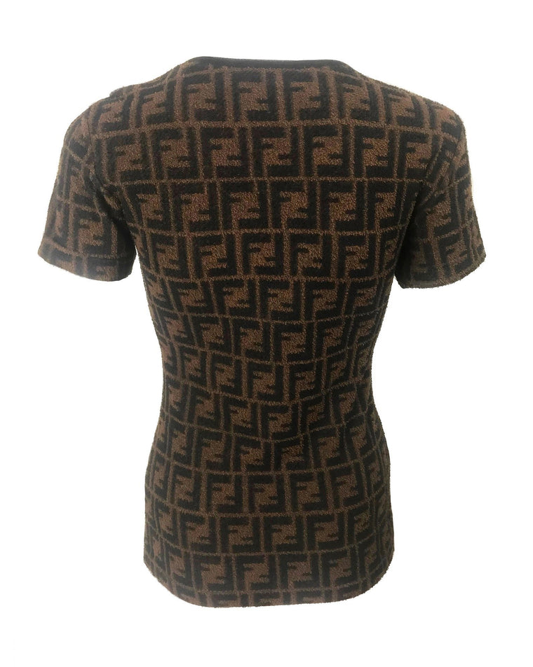 FRUIT Vintage  Fendi Zucca print logo monogram t-shirt dating to the 90s, made from the cutest terry towelling fabric