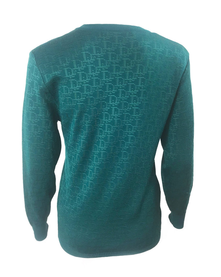 Fruit Vintage Christian Dior Christian Dior logo trotter knit cardigan in vibrant green. Features a classic cardigan cut with front pockets and button up closure.