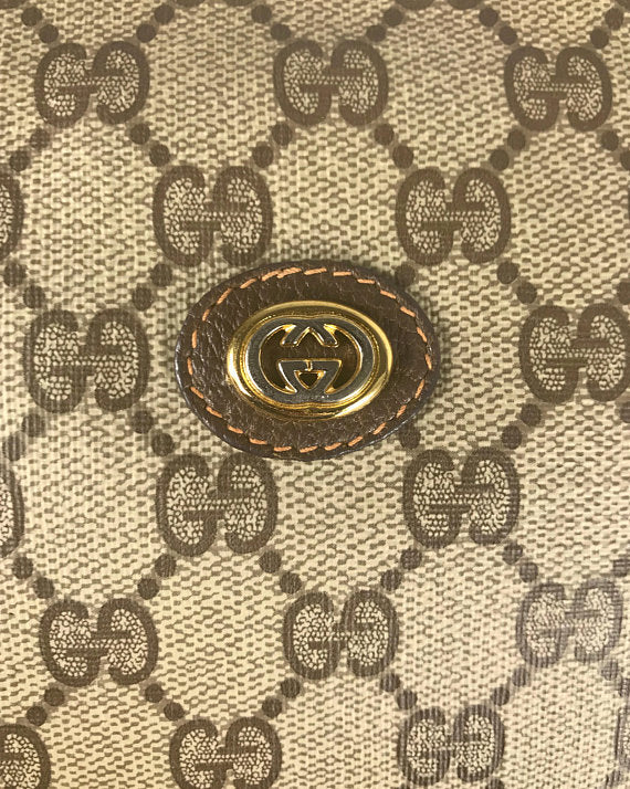 FRUIT Vintage Gucci 1980s Monogram Logo Cosmetic Pouch Clutch Handbag