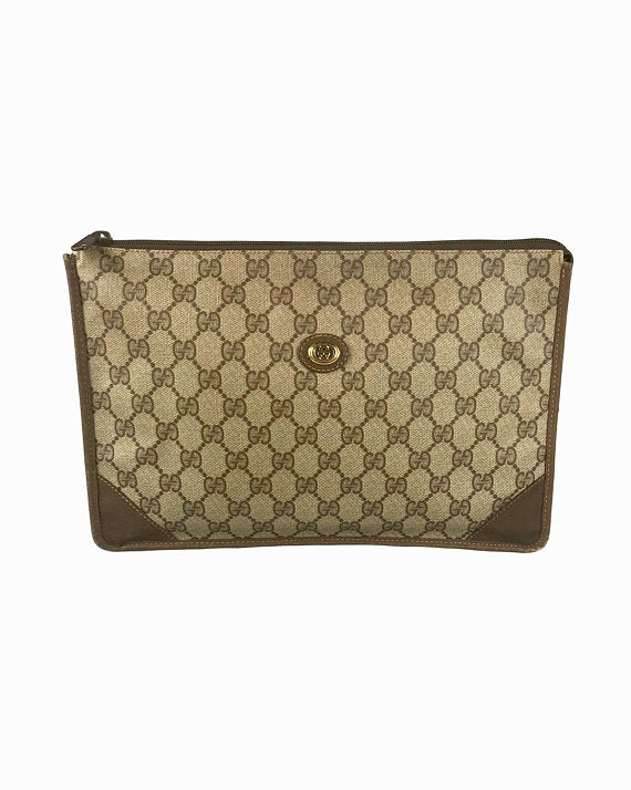 FRUIT Vintage Gucci 1980s Monogram Logo Cosmetic Pouch Clutch Handbag