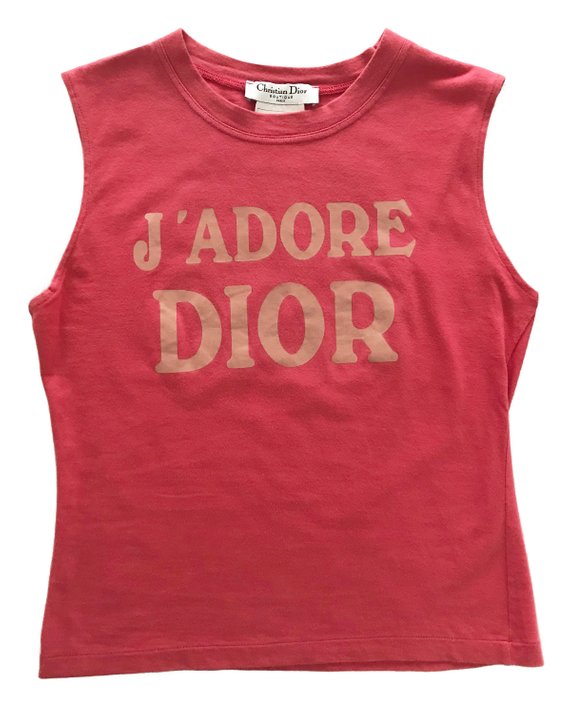 Fruit Vintage Christian Dior Pink J'adore Dior Logo Tank Top by John Galliano 