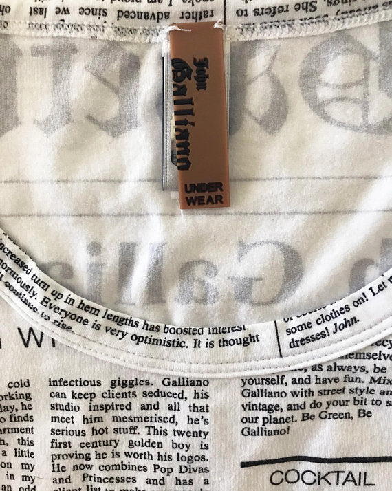 John Galliano Newspaper Print Long Sleeve Top