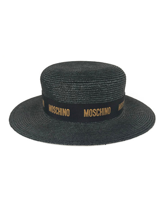 Fruit Vintage Moschino Logo Black Boater Sun Hat