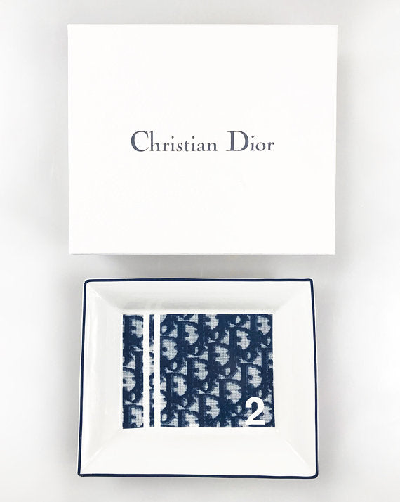 FRUIT Vintage Christian Dior very rare porcelain change plate tray featuring the 1990s logo monogram trotter print