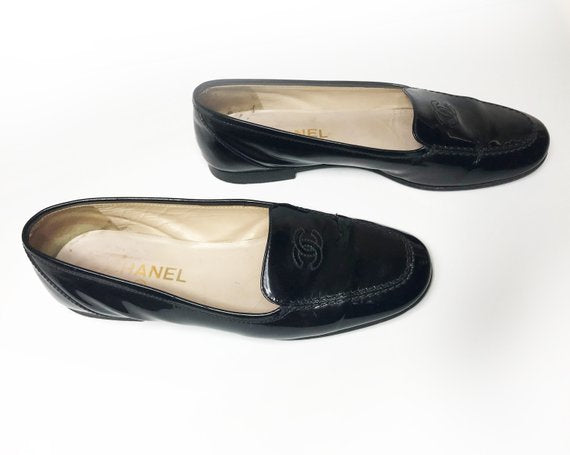 Chanel Black Patent Leather Loafers – FRUIT Vintage