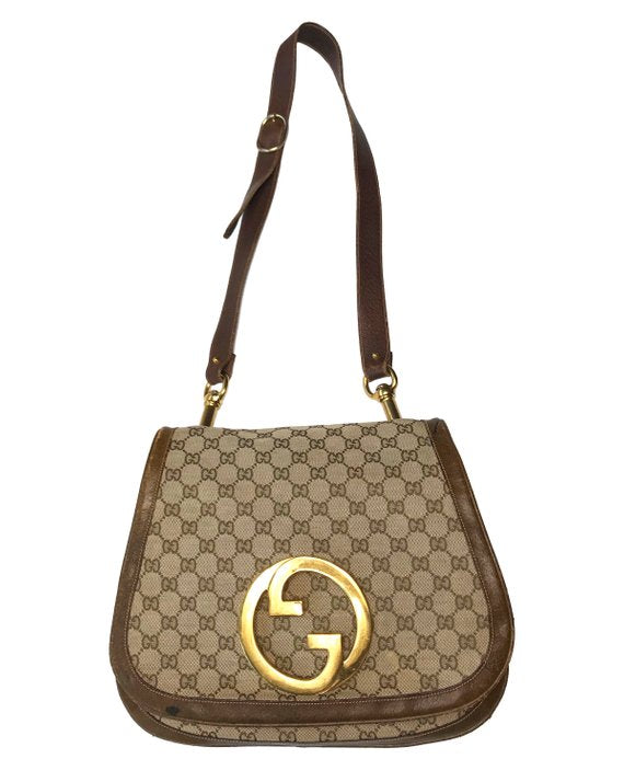 FRUIT Vintage Gucci 1973 Blondie logo monogram canvas shoulder bag