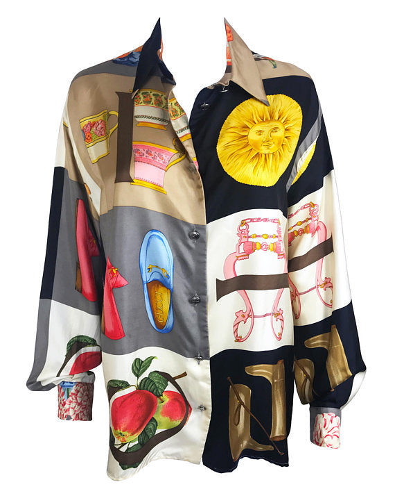 Gucci Logo Print Silk Shirt – FRUIT Vintage