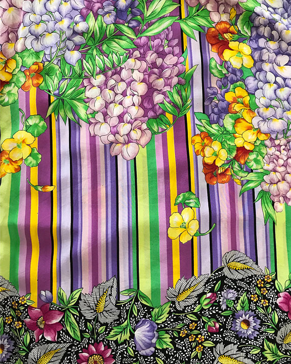Fruit Vintage Versus by Gianni Versace 1990s Floral Print Silk Shirt