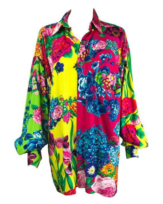 Versus by Gianni Versace 1990s Floral Print Cotton Shirt