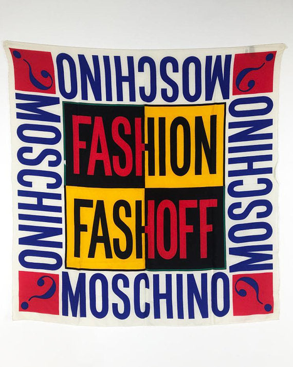 FRUIT Vintage Moschino logo Monogram Slogan Scarf Fashion Fashioff