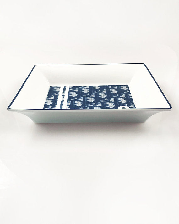 FRUIT Vintage Christian Dior very rare porcelain change plate tray featuring the 1990s logo monogram trotter print