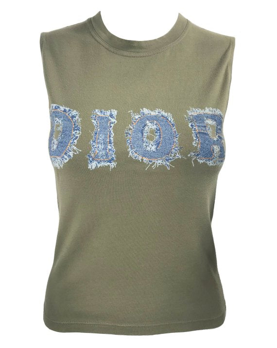 Christian Dior Khaki Dior Denim Logo Print Tank Top – FRUIT Christian Dior Khaki Dior Denim Logo Print Tank Top – FRUIT
