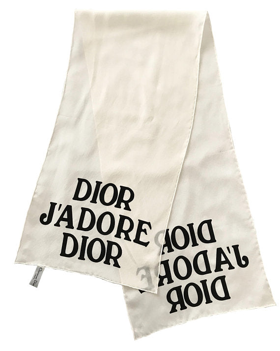 Christian Dior J'ADIOR Logo Silk Twilly Scarf Burgundy Beige