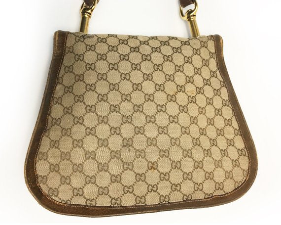 FRUIT Vintage Gucci 1973 Blondie logo monogram canvas shoulder bag