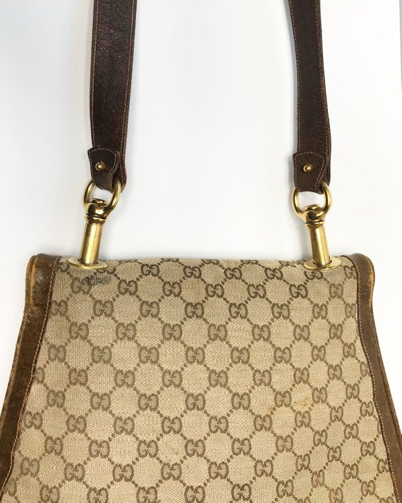 FRUIT Vintage Gucci 1973 Blondie logo monogram canvas shoulder bag