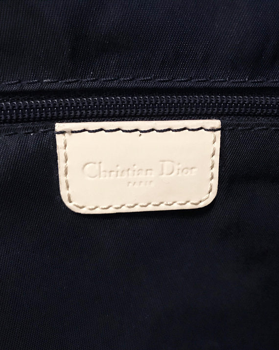 FRUIT vintage iconic Christian Dior by John Galliano navy coated monogram canvas trotter zipper tote bag with the famous number and racing stripe detailing at front