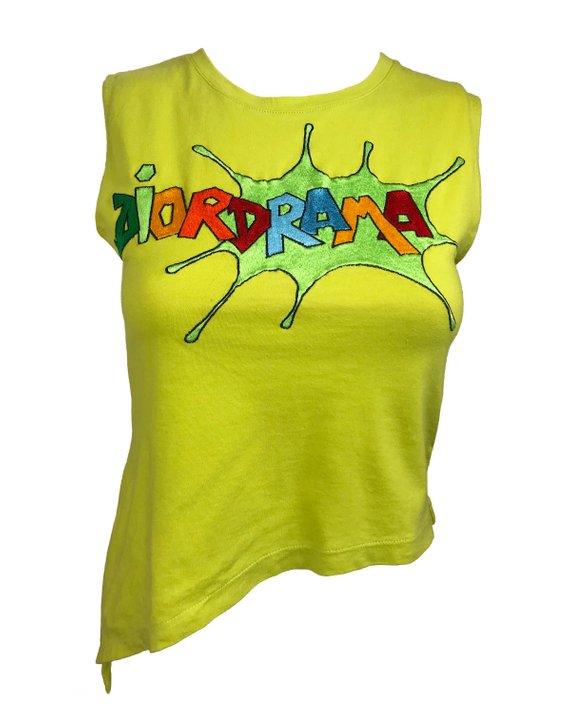 Fruit Vintage rare Christian Dior 1990s tanks designed by John Galliano with a graphic Logo embroidery emblazoned with the word 'Dior Drama'. This tank was recently worn by Kylie Jenner on her instagram