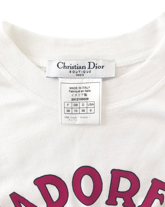 Christian Dior J'adore Dior Logo Print Short Sleeve Shirt White Jadore  Stitched, Tokyo Roses Vintage