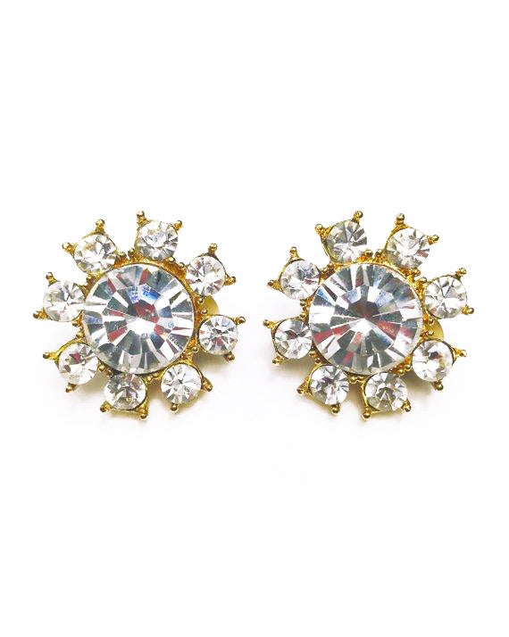 Yves Saint Laurent 1980s Crystal Clip On Earrings