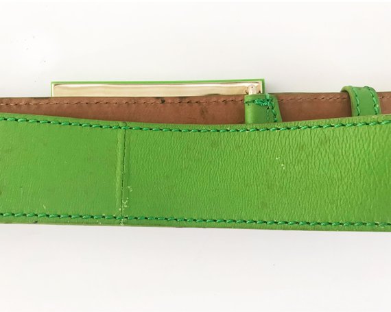 FRUIT Vintage Fendi Zucca Monogram Logo belt. It features a large Fendi logo buckle made from brass and perspex in awesome neon green.