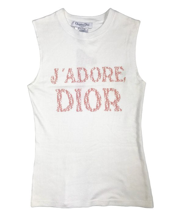 Christian Dior J'adore Dior Logo Print Short Sleeve Shirt White Jadore  Stitched, Tokyo Roses Vintage