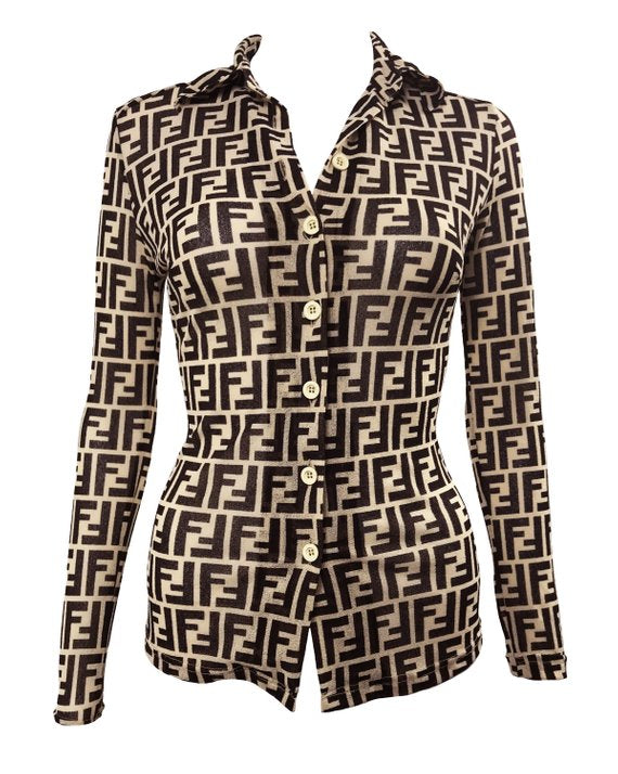 Fendi Zucca 1990s Mesh Monogram Shirt