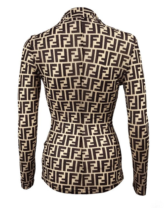 Fendi Zucca 1990s Mesh Monogram Shirt