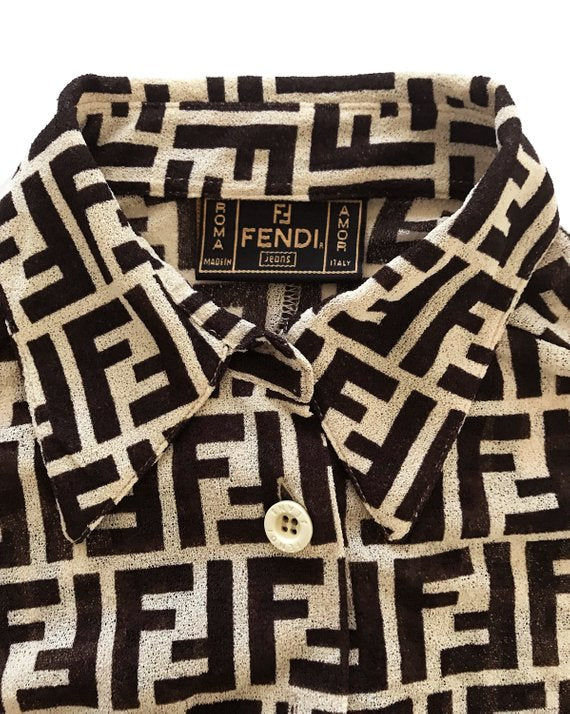 Fendi Zucca 1990s Mesh Monogram Shirt