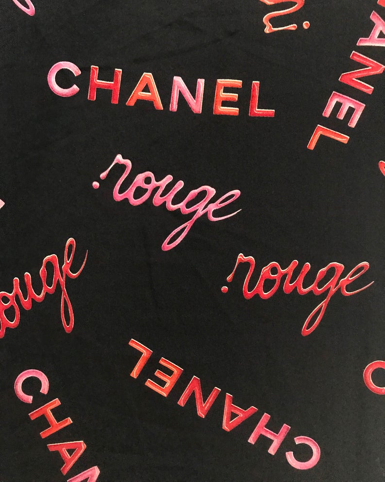 FRUIT Vintage Chanel Logo text silk tank top 'Rouge' print from the important Spring Summer 1996 collection