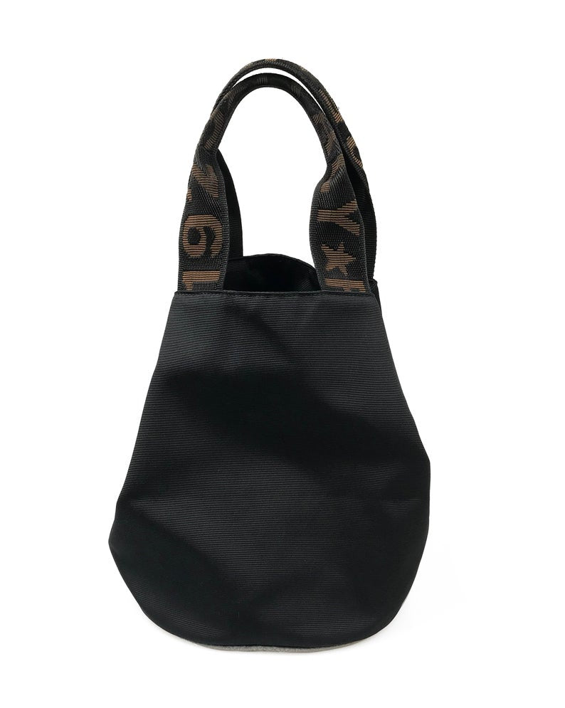 FRUIT Vintage Fendi Zucca small logo tote bag in durable nylon canvas. It features Fendi logo text at the front, monogram handles and internal seam trim, and top zipper closure. The bag can be buttoned to change shape into a more bucket shape also!