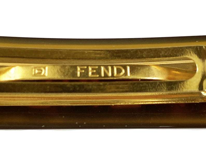 Fruit Vintage Fendi tort perspex logo barrette hair clip. 