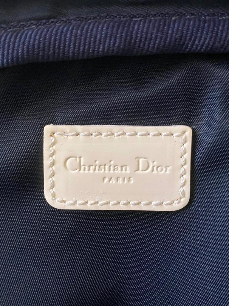 FRUIT vintage very rare Christian Dior by John Galliano Navy logo monogram trotter oblique canvas zipper tennis racquet racket cover bag.