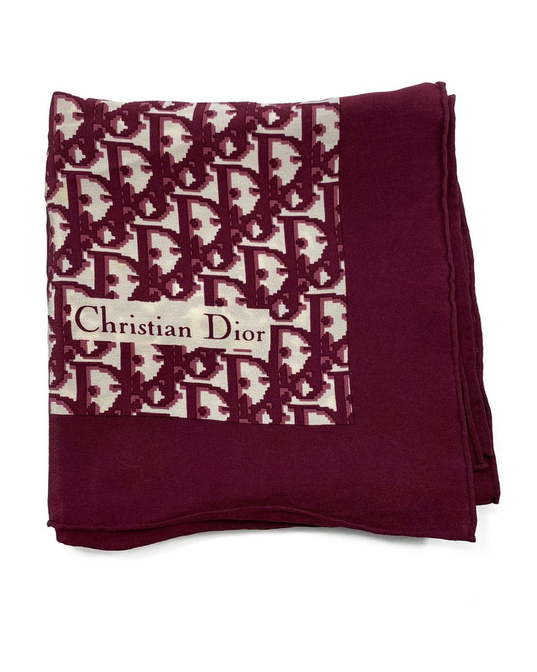 Fruit Vintage Christian Dior oblique print silk scarf, perfect for use as a hair accessory, to tie around a hat or even wear as a handkerchief top. Features a bold graphic Dior logo print and hand finished rolled hem edging.